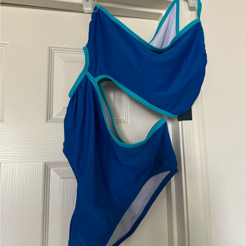NWT AQUA COUTURE ONE PIECE BATHING SWIM SUIT BLUE SIZE LARGE